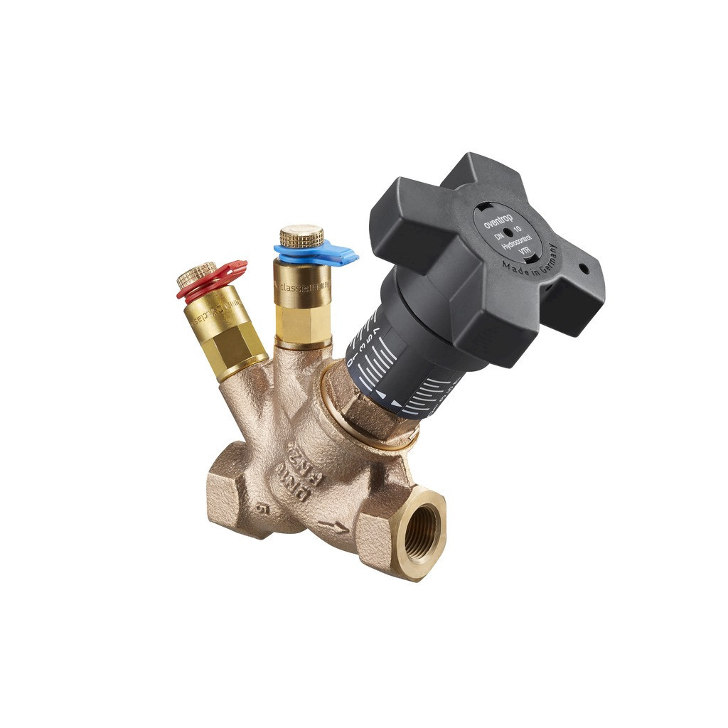 Oventrop Inregelafsluiter-statisch- Hydrocontrol VTR inregelafsluiter PN25, brons DN20, 3/4 bi, 2 nippels