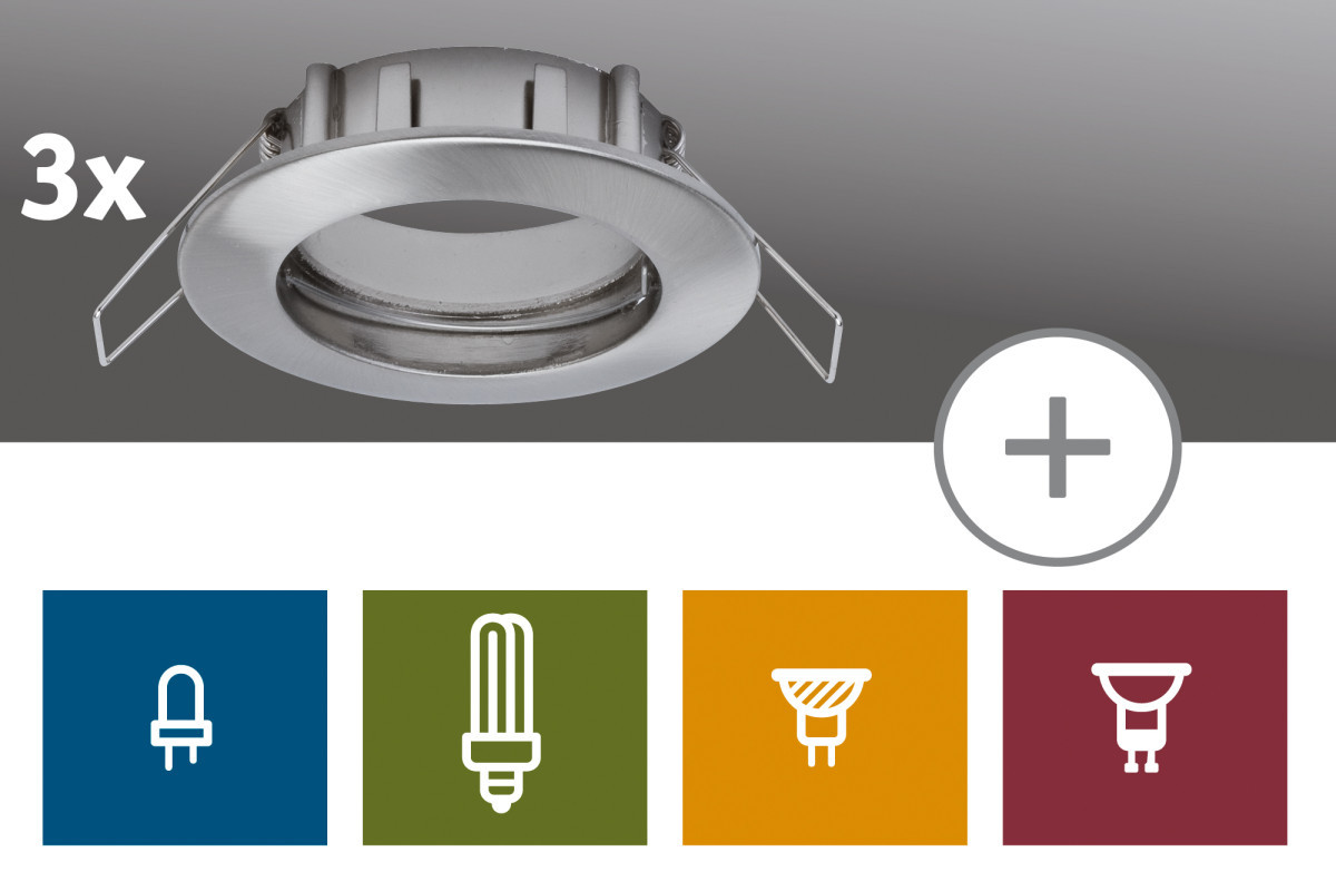 Paulmann 2easy 3 spots ip44 max 50W geb. staal