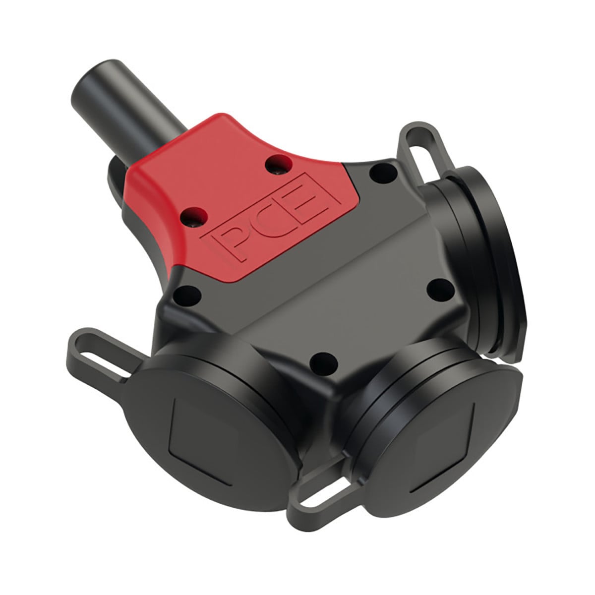 PCE drieweg penaarde Drieweg Koppelcs penaarde taurus afdekkap zwa/roo rubber 16a 250V~