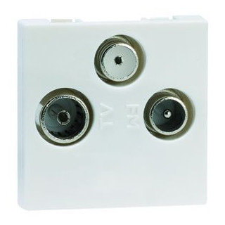 Peha Concept 45 antennewandcontactdoos cai antenne-aansluitdoos coax basiselement met centrale afdekplaat 3 connectoren zonder label wit