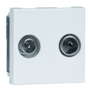 Peha Concept 45 antennewandcontactdoos antenne-aansluitdoos coax basiselement met centrale afdekplaat 2 connectoren zonder label wit