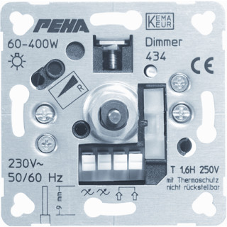 Peha dimmer met fase-aansnijding voor 230V gloei- en halogeenlampen en andere ohmse belasting 60-400W