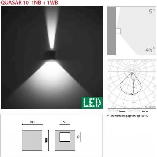 Pil Quasar 10 1NB+1WB 6W 3000K antra armatuur led 2950-3050K 6W 113LM 100MM ip65