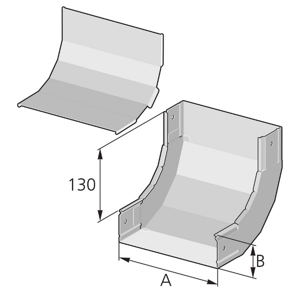 Pflitsch Mini-kanalen Hoekstuk 90°, met deksel binnenzijde, B 60MM, H 60MM, staal verzinkt