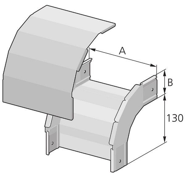 Pflitsch Mini-kanalen Hoesktuk 90° afgerond, deksel buiten. B 60MM, H 60MM, staal verzinkt