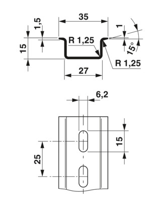 Phoenix Contact NS 35/15 WIT PERF     LG2