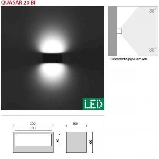 Pil Quasar armatuur led 2950-3050K 23,5W 1211LM 200MM ip65