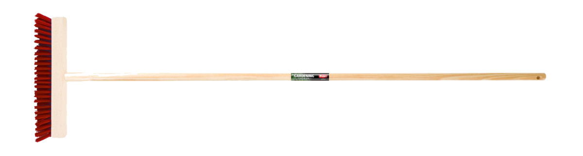 Polet Schoonmaakmiddelen Vlakke bankiraibezem 26CM PVC rood met essen steel 140CM