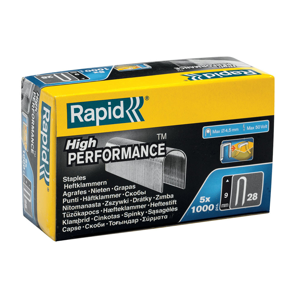 Rapid Kantoorapparatuur Kabelniet 28/9MM DP gegalvaniseerd in doos (5x1000 stuks)