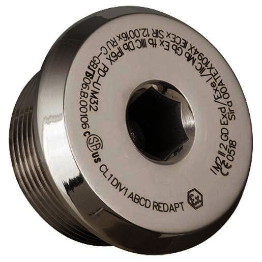 Redapt Afdichtplug dome head explosieveilig messing vernikkeld M63