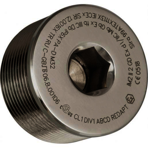 Redapt Afdichtplug type A explosieveilig messing vernikkeld M25