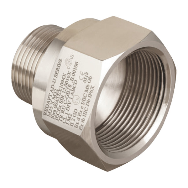 Redapt ATEX adapters Adapter Atex, messing vernikkeld 1/2NPT naar M25