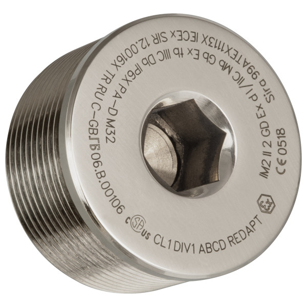 Redapt Plugs Afdichtplug Type A atex, messing vernikkeld 3/4NPT