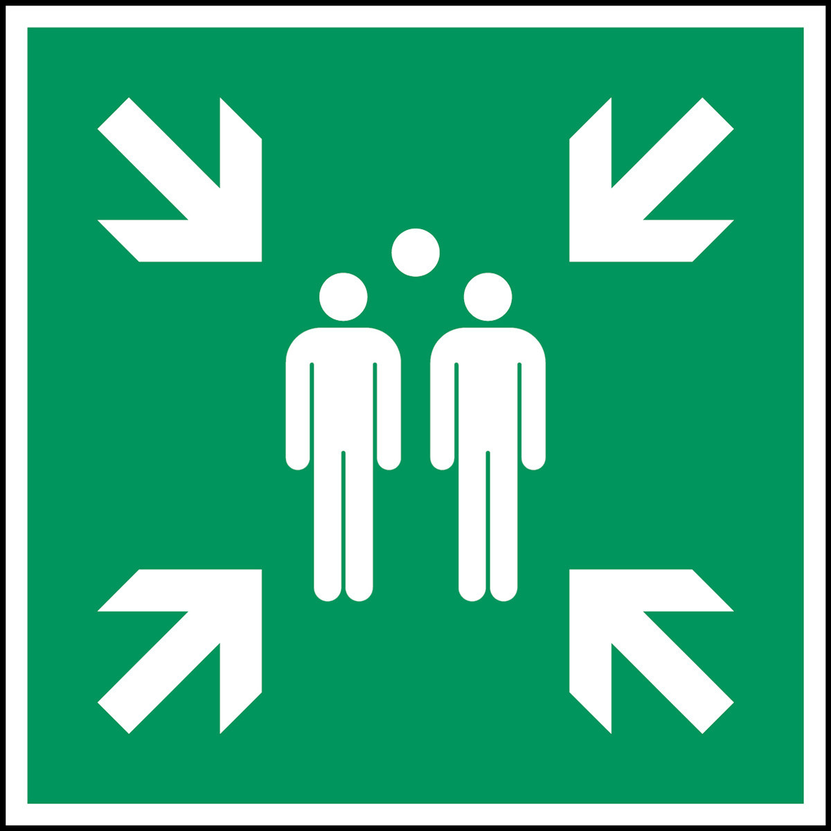 Brady B86HA408B726 Iso-Veiligheidspictogram - verzamelplaats bij evacuatie