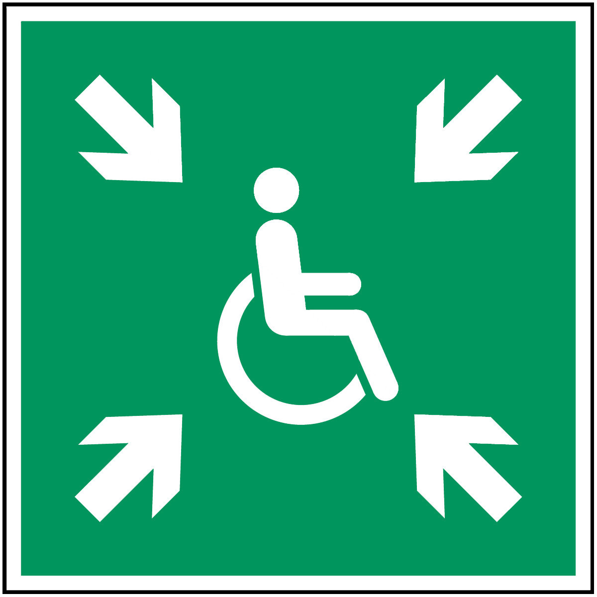 Brady B86HA408B726 Iso-Veiligheidspictogram - tijdelijke verzamelplaats voor evacuatie