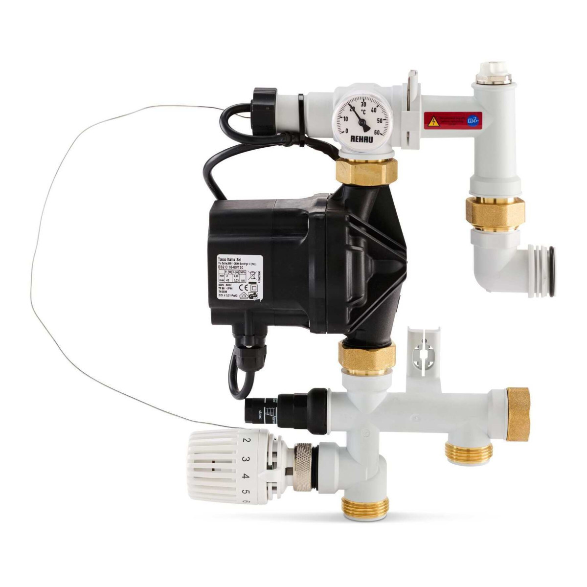 Rehau RAUTHERM Pompaanbouwset flex P met thermostaatkop