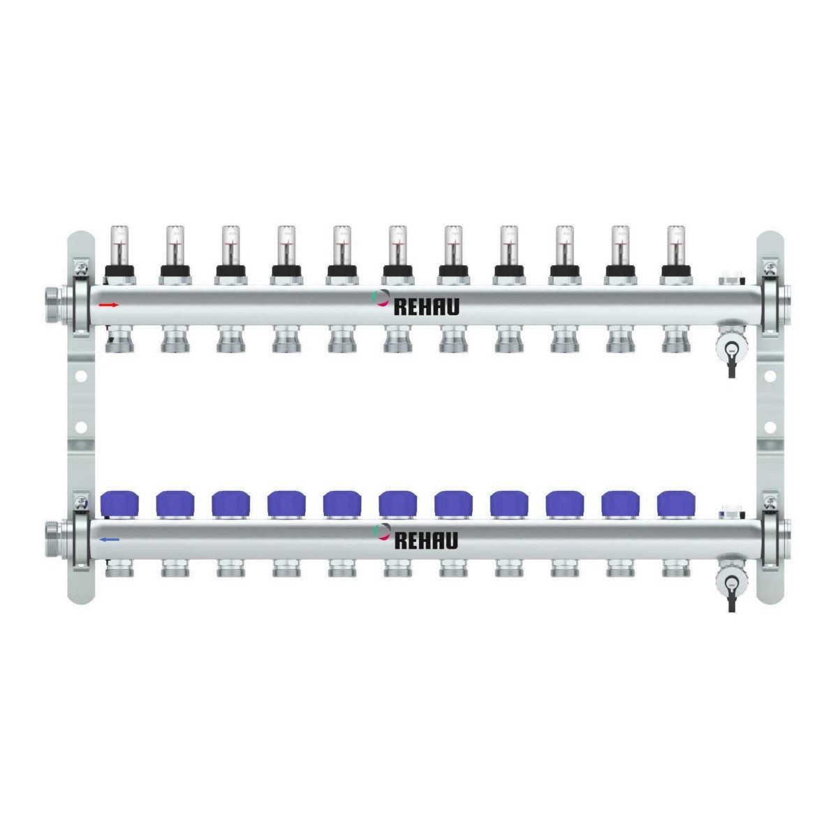 Rehau RAUTHERM Verdeler HKV-D easyflow RVS 11 groeps, met flow indicator min/ma