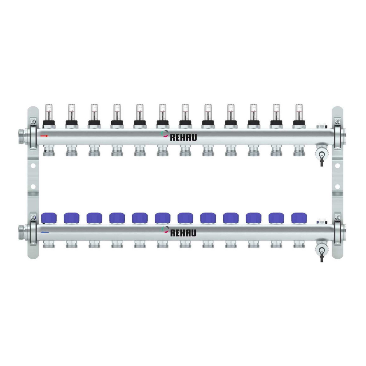 Rehau RAUTHERM Verdeler HKV-D easyflow RVS 12 groeps, met flow indicator min/ma