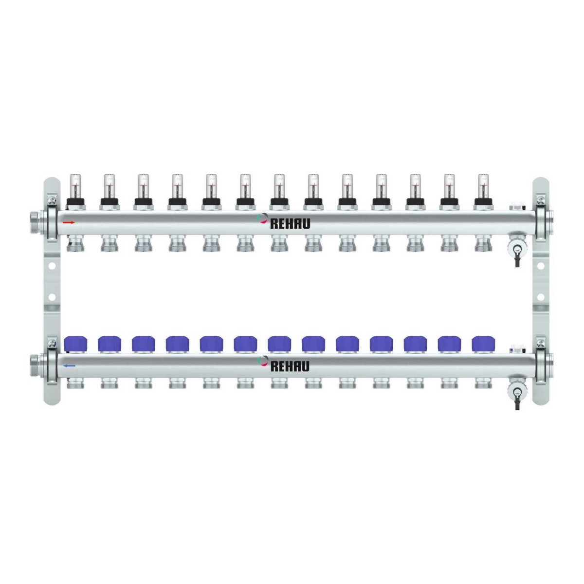 Rehau RAUTHERM Verdeler HKV-D easyflow RVS 13 groeps, met flow indicator min/ma