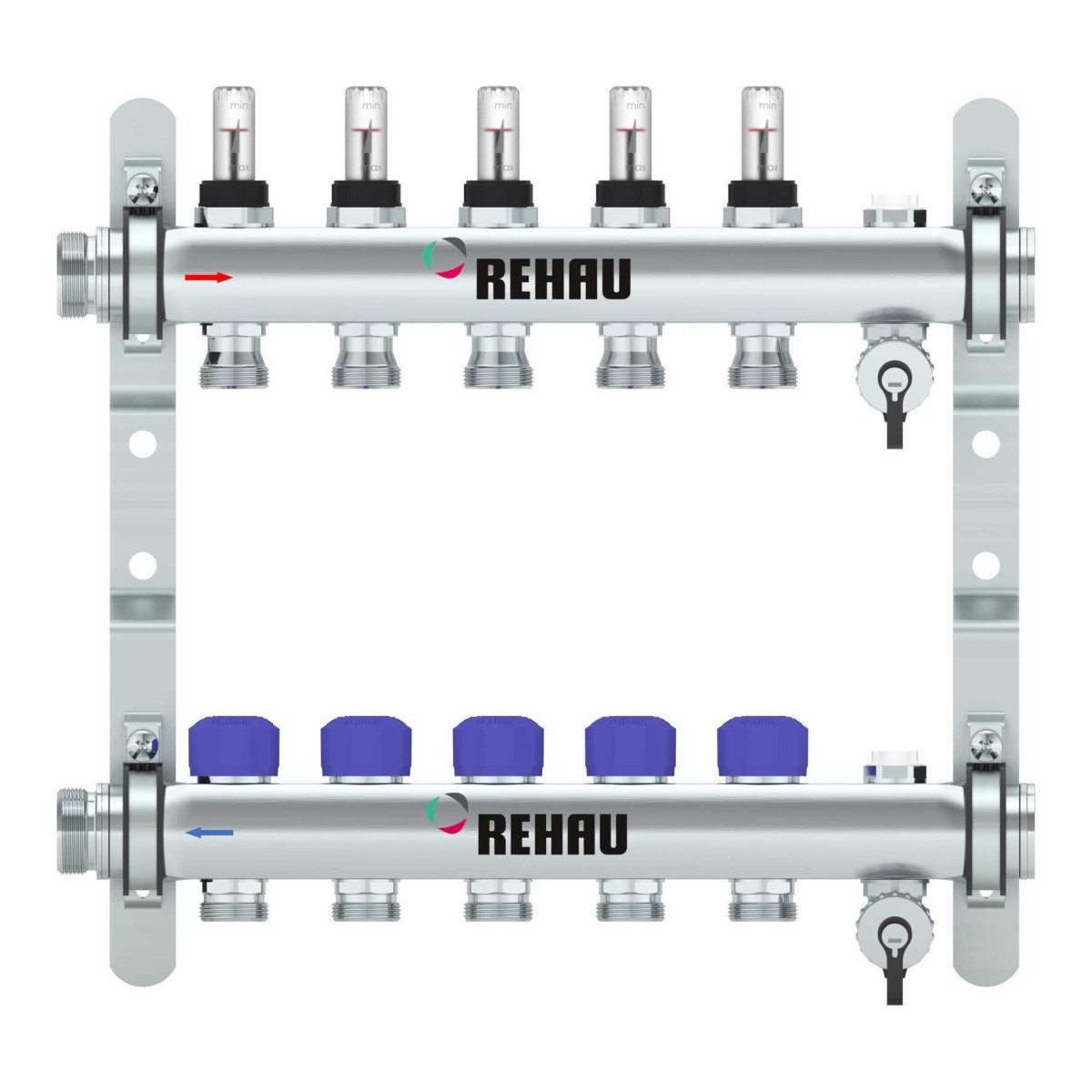 Rehau RAUTHERM Verdeler HKV-D easyflow RVS 5 groeps, met flow indicator min/max