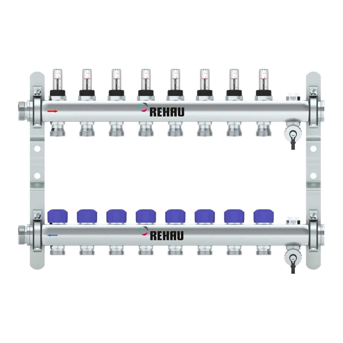 Rehau RAUTHERM Verdeler HKV-D easyflow RVS 8 groeps, met flow indicator min/max