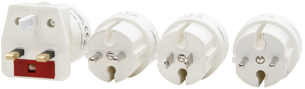 Reisstekkerset 4-delig wit tuv, wit