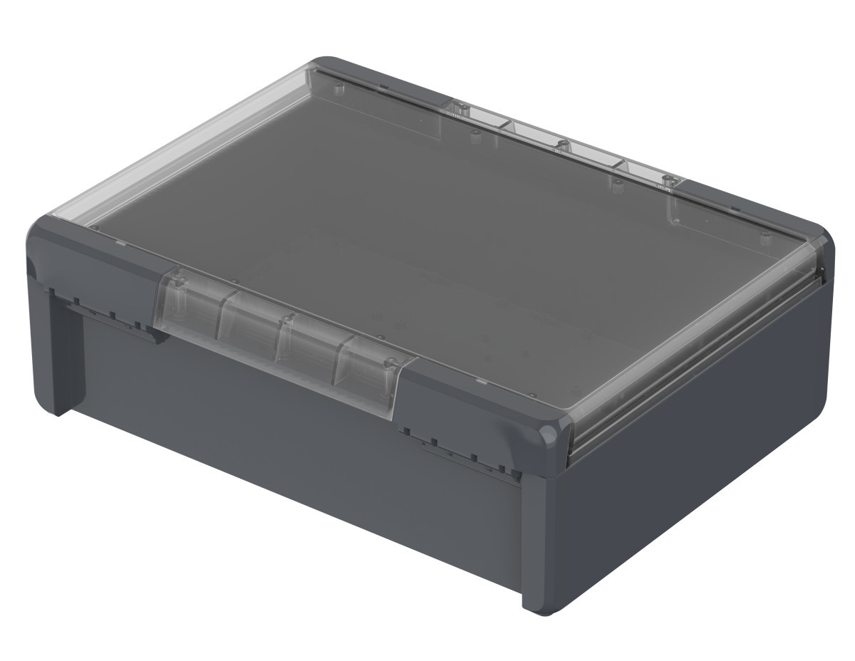 Rose Polycarbonaat V0 behuizing Bocube B 273612 PC-V0-G-7024 grafietgrijs met transparant deksel