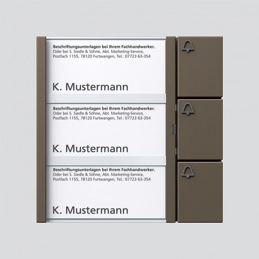 Siedle 1+N toetsenmodule spreken/bellen kunststof 3-voudig bruin