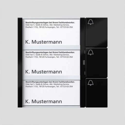 Siedle 1+N toetsenmodule spreken/bellen kunststof 3-voudig zwart