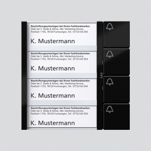 Siedle Bus-toetsenmodule spreken/bellen kunststof 4-voudig zwart