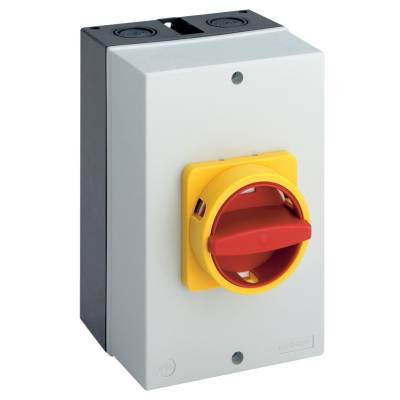 Sälzer Electric LASTSCHAKELAAR Lastsch. 20a - 3,7KW 3P - on/off - M-draaikn. RD/ge ip66 - in behuizi