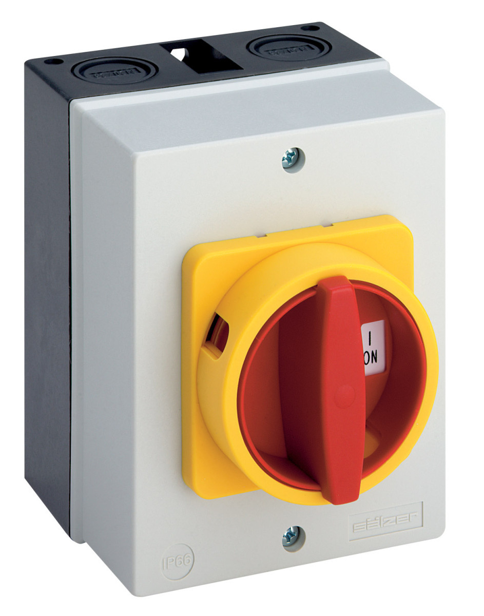 Sälzer Electric LASTSCHAKELAAR Lastsch. 32a - 7,5KW 3P - on/off - N-draaikn. ZW ip66 - in behuizing P