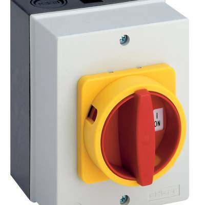 Sälzer Electric LASTSCHAKELAAR Lastschakelaar 25a - 5,5KW 4P - on/off - V-greep ZW ip66 - in behuizin
