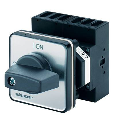 Sälzer Electric LASTSCHAKELAAR Lastschakelaar 25a - 5,5KW 6P - on/off - M-draaikn. ZW ip66 - front -