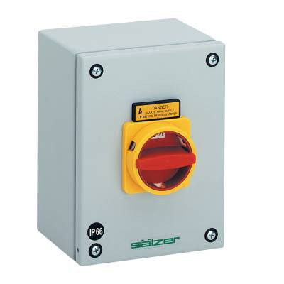 Sälzer Electric LASTSCHAKELAAR Lastschakelaar 40a - 11KW 4P - on/off - N-draaikn. RD/ge ip66 - in beh