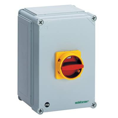 Sälzer Electric LASTSCHAKELAAR Lastschakelaar 63a - 18,5KW 6P - on/off - M-draaikn. RD/ge ip66 - in B
