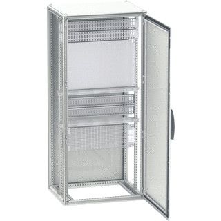 Sarel Spacial deur kast/lessenaar symmetrisch gedeelde dubbele vleugeldeur H2000MM B500MM D26MM staal grijs
