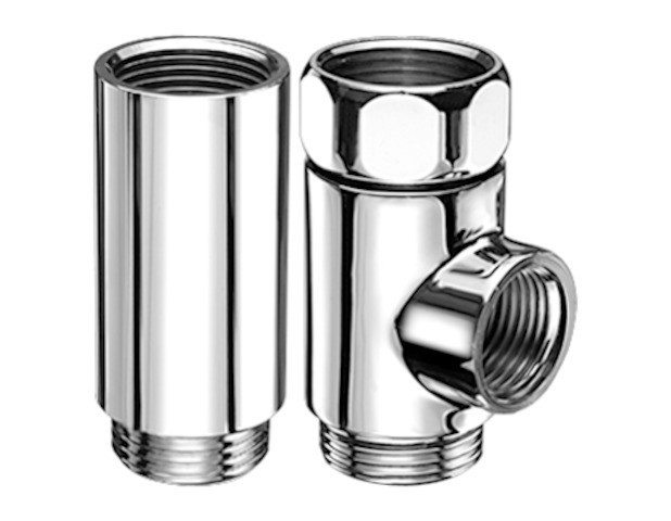 Schell SL T-stuk en afstandsstuk met wartelmoer, 3/4", chroom