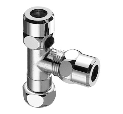 Schell SL T-stuk met wartelmoer, 3/8", chroom
