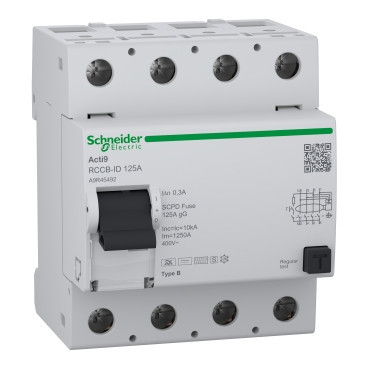 Schneider Electric Acti9 RCCB-ID 125A Acti9 RCCB-id, aardlekschakelaar, RCCB, 4P, 125a, 300sma, B type