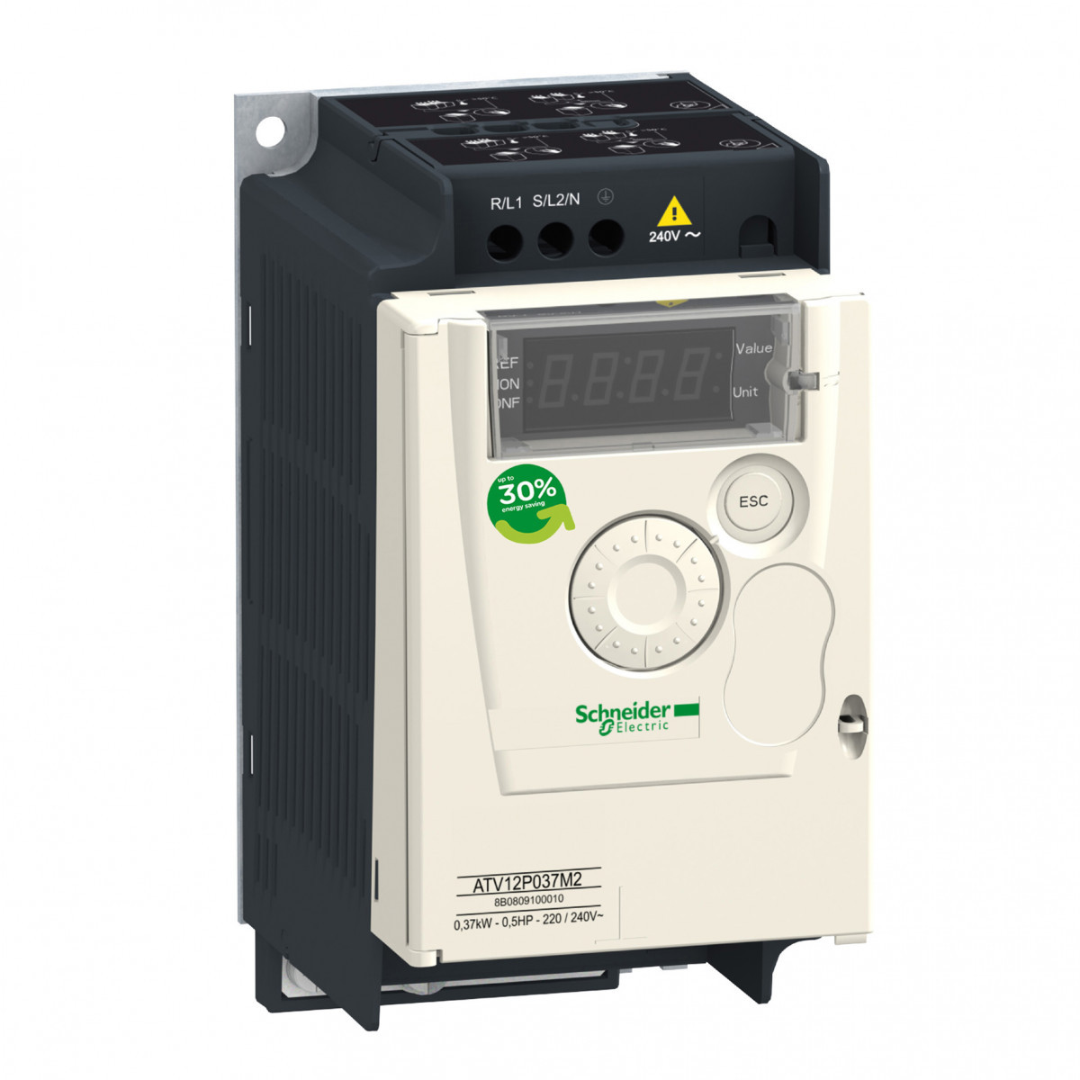 Schneider Electric atv12 0.37KW 240V eenfase op basisplaat