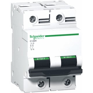 Schneider Electric acti 9 installatieautomaat C karakteristiek 100a 2P 2 beveiligd incl nul 3te