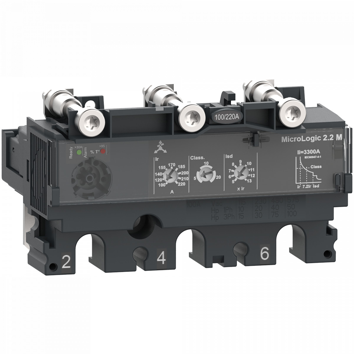 Schneider Electric ComPacT NSX, new generation Compact - trip unit - NSX250 - ac - 3P3D - 220a - 2.2M