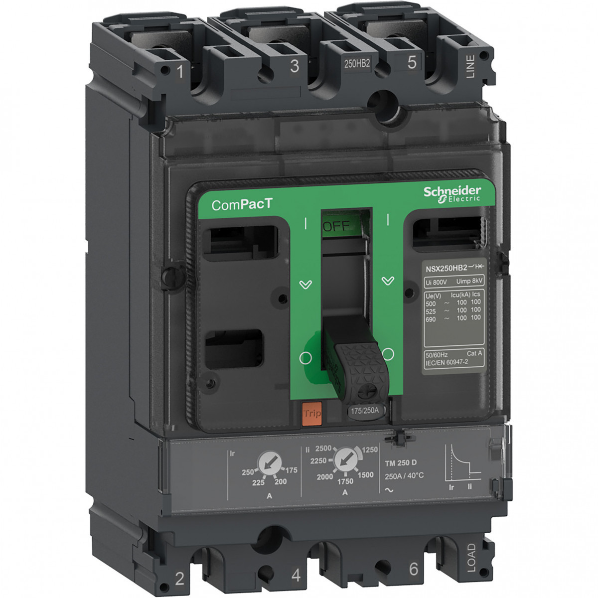 Schneider Electric ComPacT NSX, new generation Compact - vermogenschakelaar - NSX100HB2 - 100ka - ac - 3P - 100a - TM