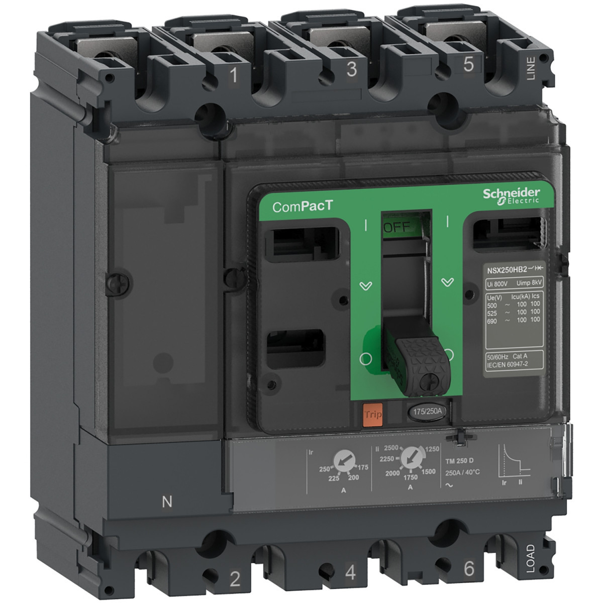 Schneider Electric ComPacT NSX, new generation Compact - vermogenschakelaar - NSX100N - 50ka - ac - 4P3D - 32a - TMD
