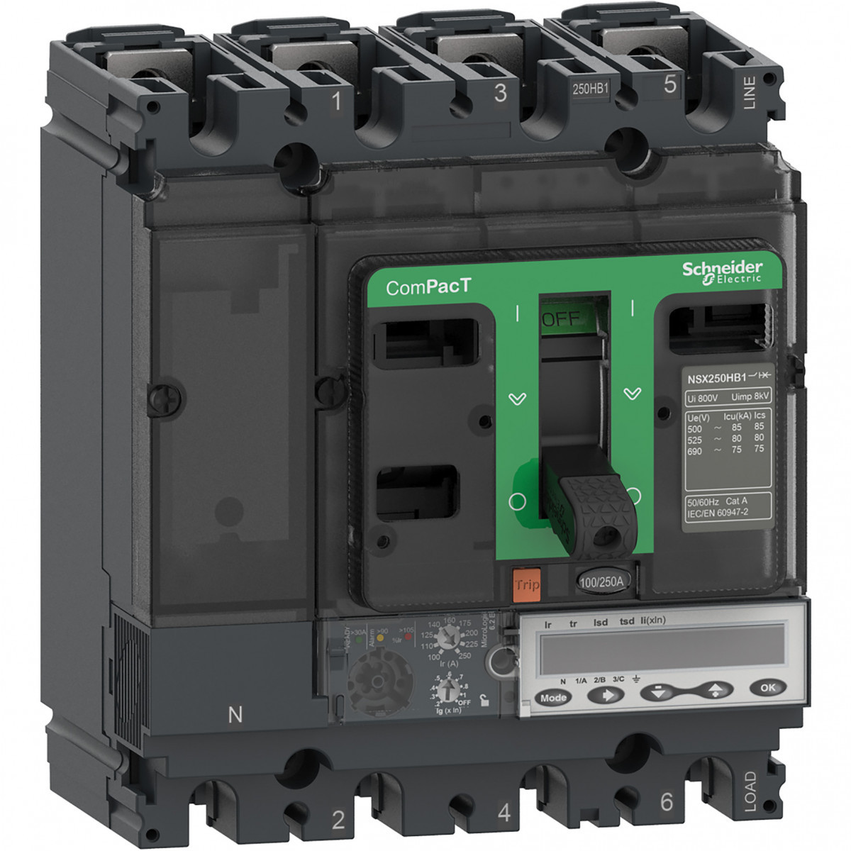 Schneider Electric ComPacT NSX, new generation Compact - vermogenschakelaar - NSX100R - 200ka - ac - 4P - 40a - 6.2e