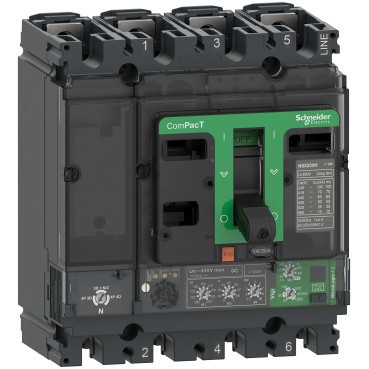 Schneider Electric ComPacT NSX, new generation Compact - vermogenschakelaar - NSX250H - 70ka - ac - 4P4D - 250a - 4.2