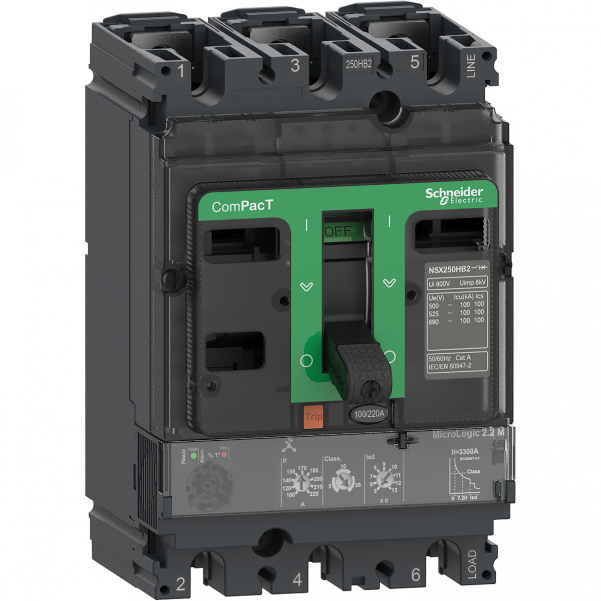 Schneider Electric ComPacT NSX, new generation Compact - vermogenschakelaar - NSX250HB2 - 100ka - ac - 3P - 150a - 2.