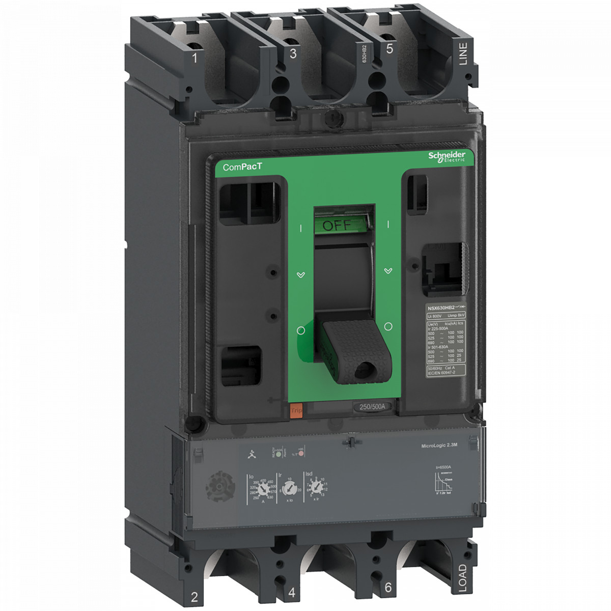 Schneider Electric ComPacT NSX, new generation Compact - vermogenschakelaar - NSX400F - 36ka - ac - 3P3D - 320a - 2.3