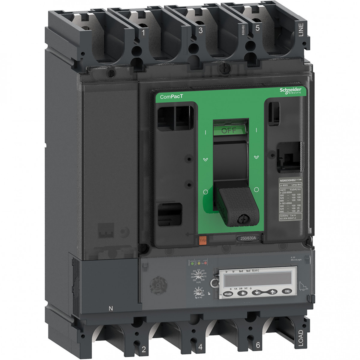 Schneider Electric ComPacT NSX, new generation Compact - vermogenschakelaar - NSX400R - 200ka - ac - 4P - 400a - 6.3e